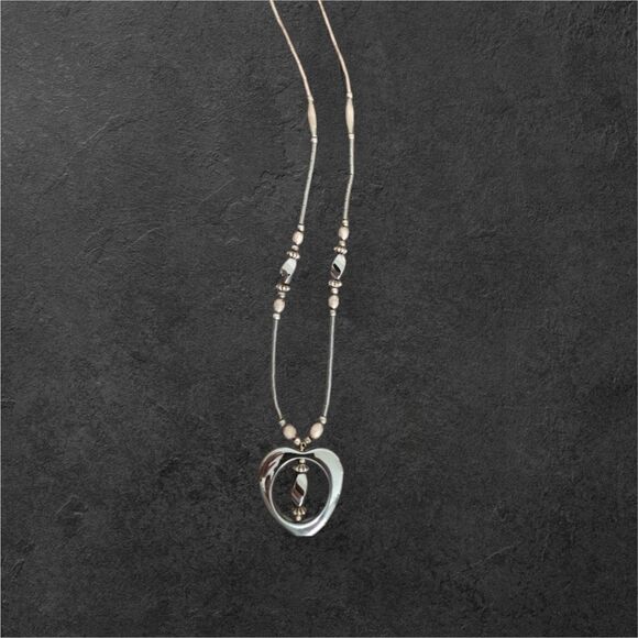 Women's Long Chrome Beaded Necklace 90's Y2K Surfer - Picture 1 of 5